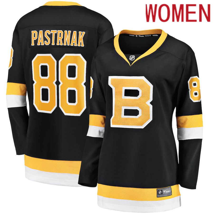 Women Boston Bruins #88 David Pastrnak Fanatics Branded Black Alternate Premier Breakaway Player NHL Jersey